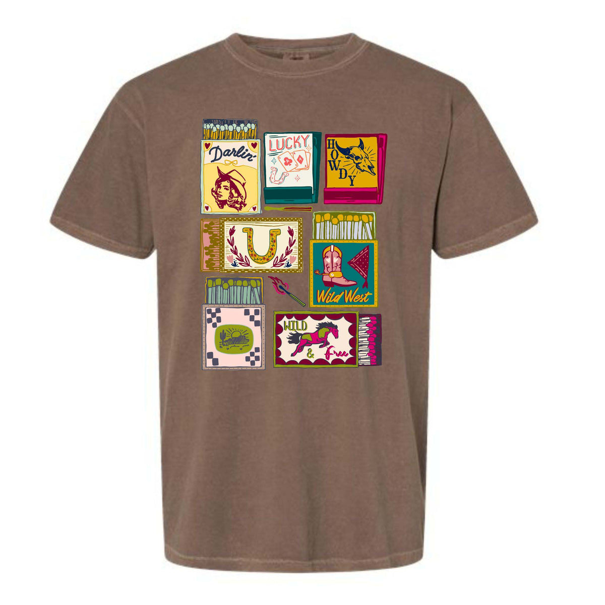 Dash Forward Western Matchboxes Short Sleeve T-Shirt in Espresso