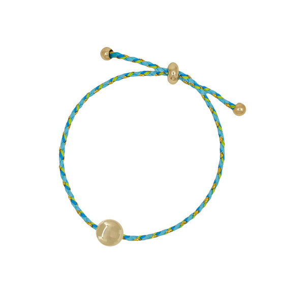 Mint Braided Cord Bracelet with Gold Bead