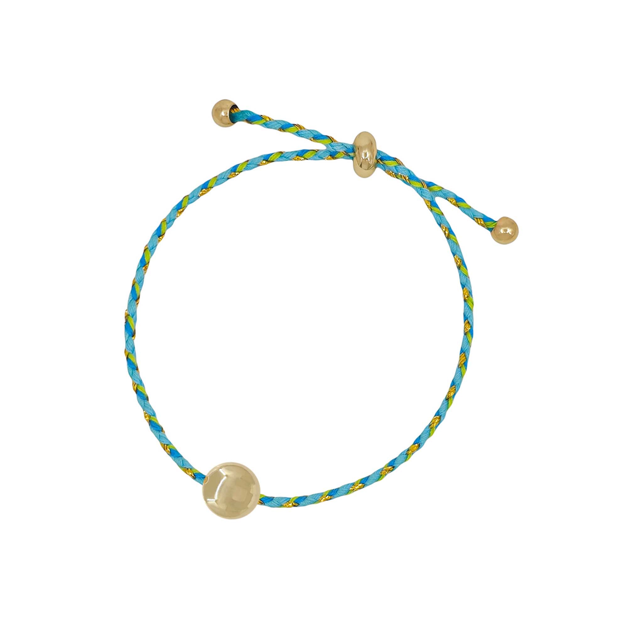 Mint Braided Cord Bracelet with Gold Accents