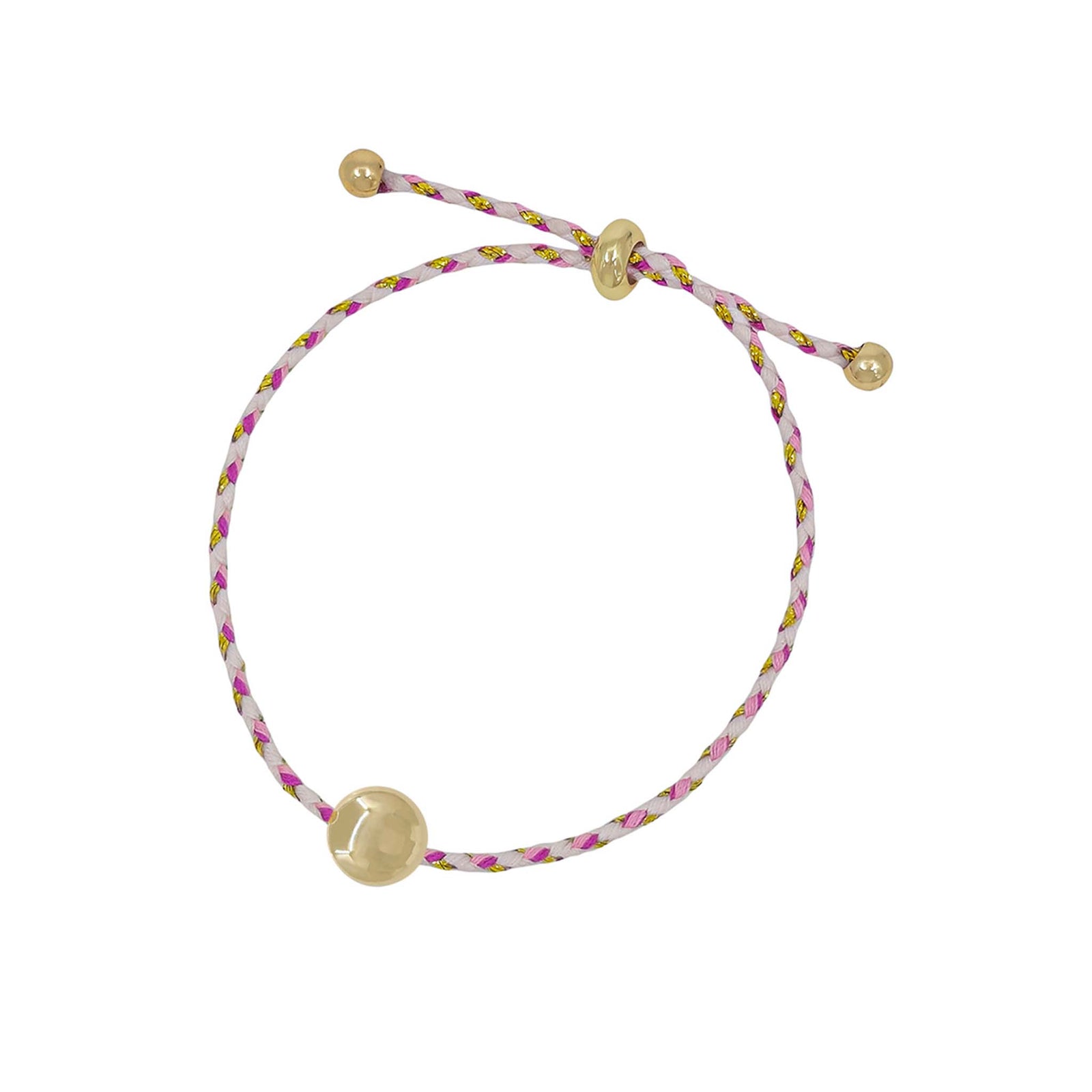 Pink Braided Cord Bracelet with Gold Accents