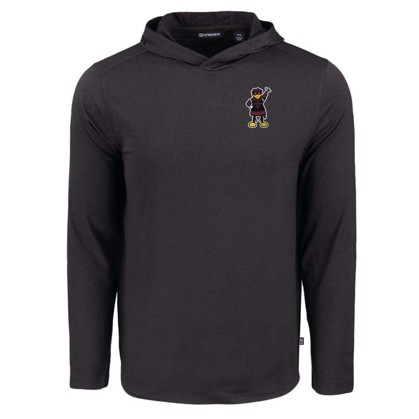 Black long-sleeve lightweight hoodie with embroidered South Carolina Gamecocks retro Cocky logo on left chest.
