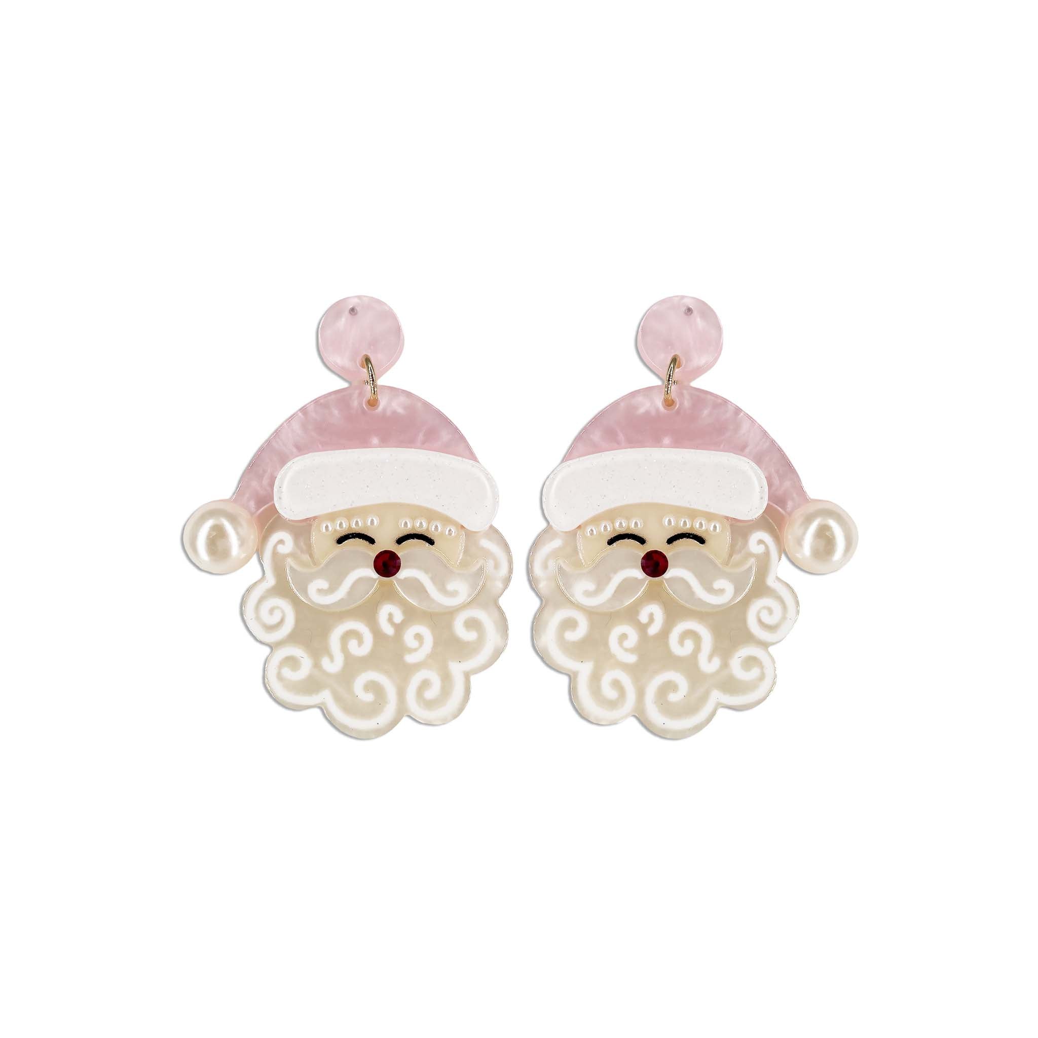 Santa with Pink Hat Earrings