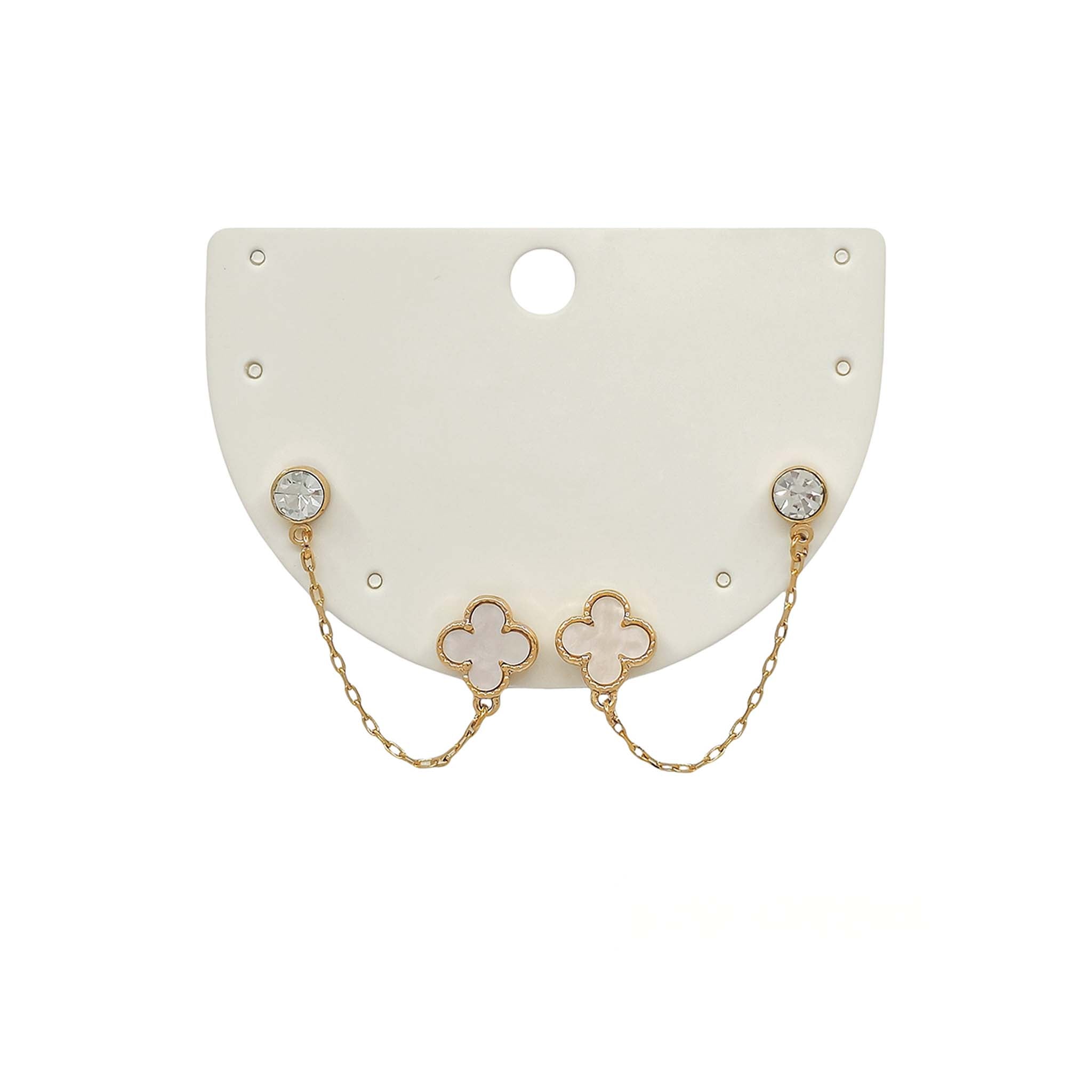 Clover with Rhinestone Chain Earrings