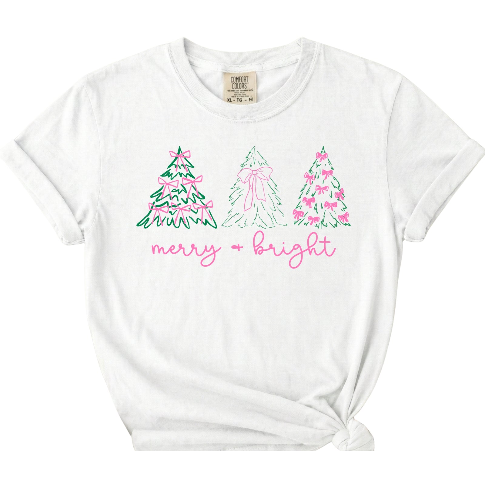 Merry + Bright Christmas Trees Short Sleeve T-Shirt
