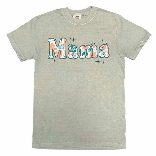 Floral Mama Short Sleeve T-Shirt in Bay green by Sugar Stitch shown on a white background