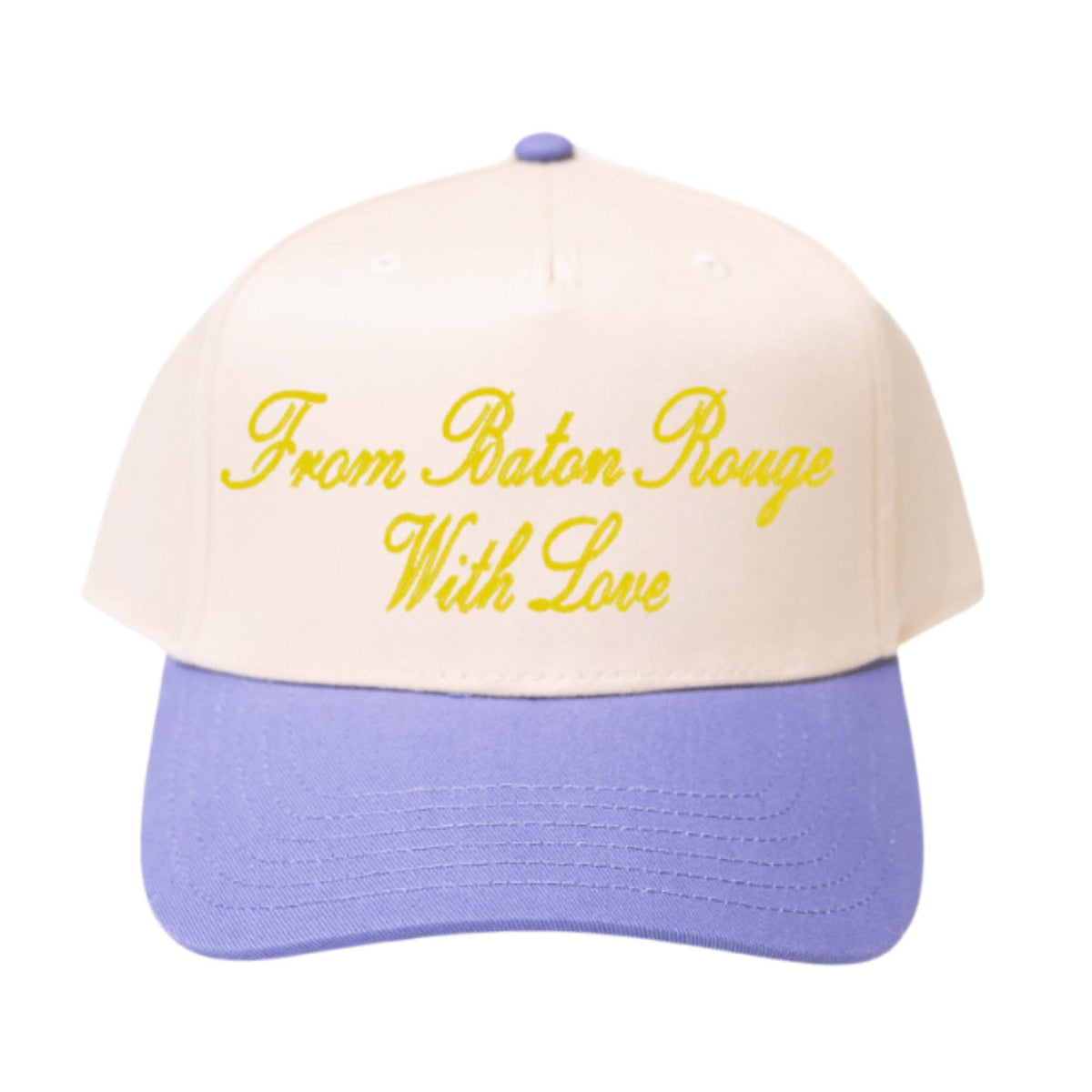 Cap with 'From Baton Rouge With Love' text on a white background
