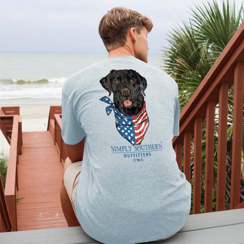 man wearing dog usa t shirt