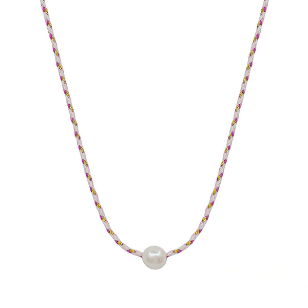 Pearl Rope Necklace in Pink