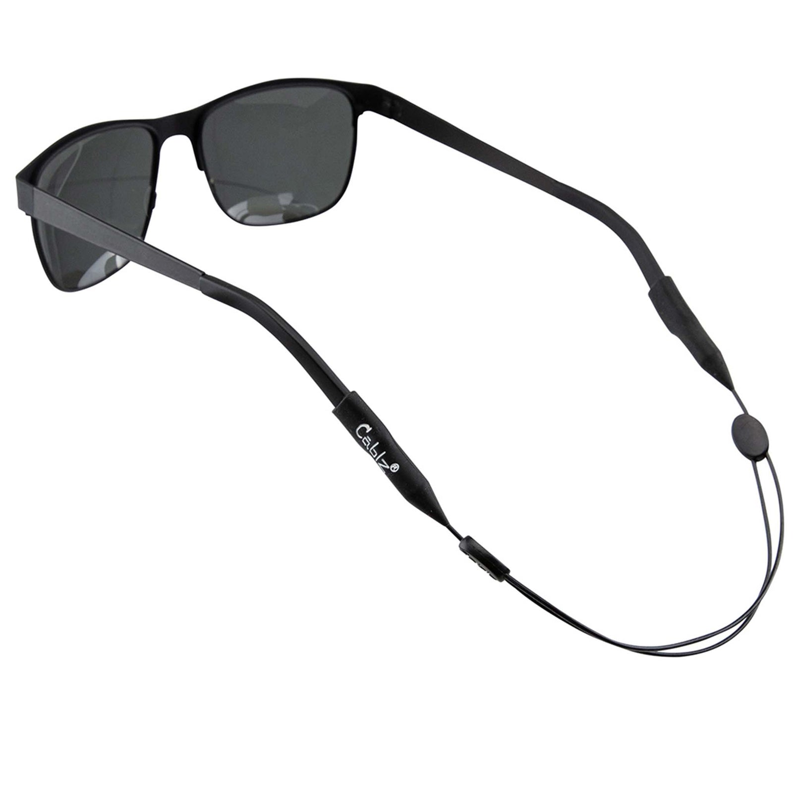 Cablz brand sunglass Monoz style eyewear retainer, adjustable size, in black.  Keep your eye wear safely on your neck when not in use!

MADE WITH MONOFILAMENT!

Cablz replaced the stainless steel cable with monofilament like line and made them adjustable but kept the same “off the neck” concept and design; Monofilament is naturally non-conductive, making this a perfect style for those in the Utility industry. 