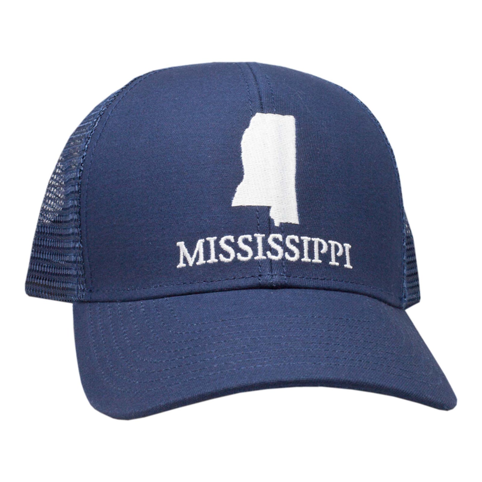 Peach State Pride Mississippi Mesh Back Trucker Hat in Navy