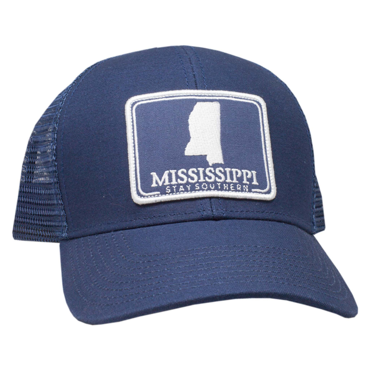 Peach State Pride Mississippi Mesh Back Trucker Hat in Navy