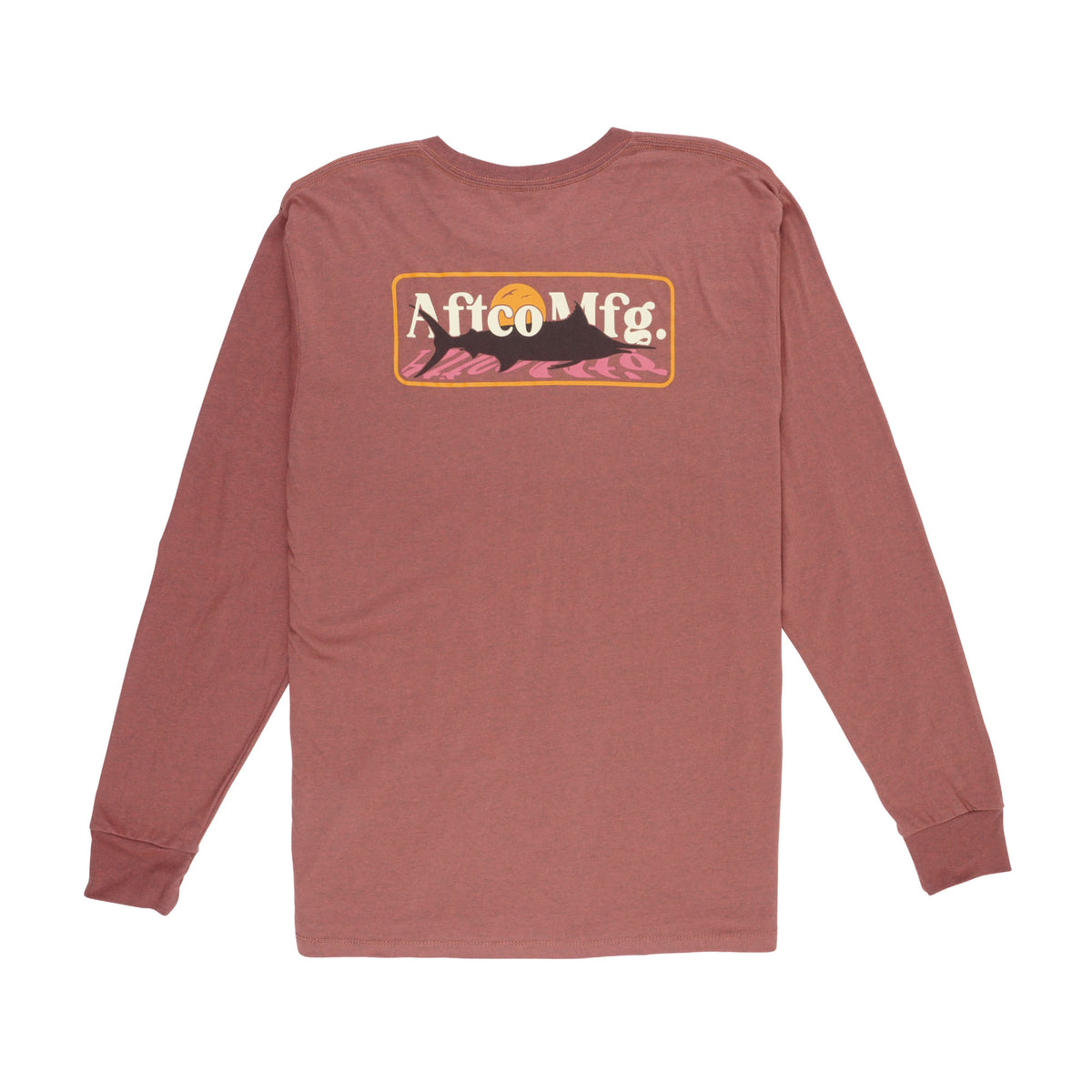 aftco Stacked Long Sleeve T-Shirt in Brick Heather