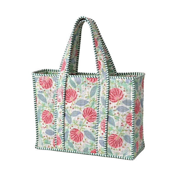 Mini Mint Floral Quilted Tote Bag