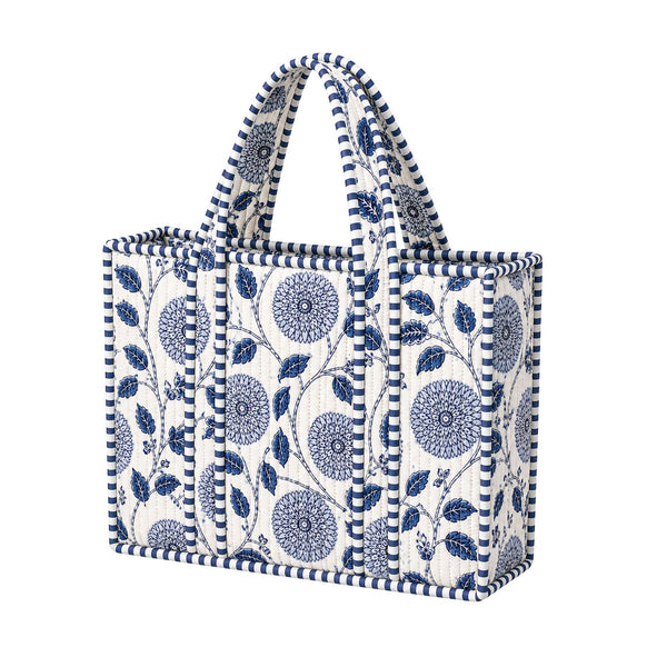 Blue Floral Mini Tote Bag