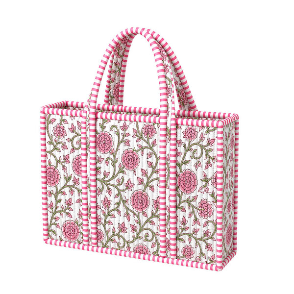 Pink Floral Mini Tote Bag