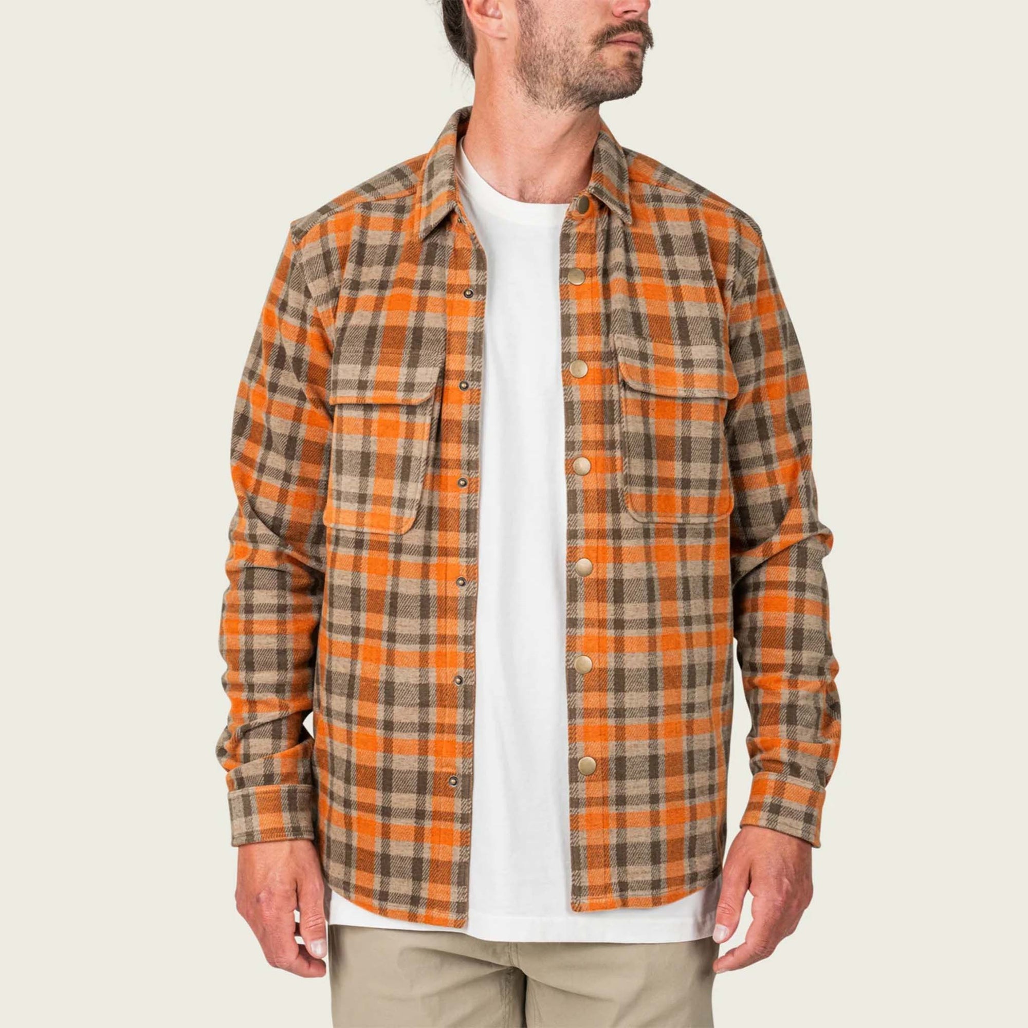 Marsh Wear Men's Seadrift Fleece Button-Down Overshirt in Coriander