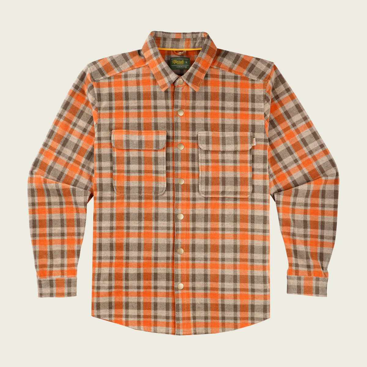 Marsh Wear Men's Seadrift Fleece Button-Down Overshirt in Coriander
