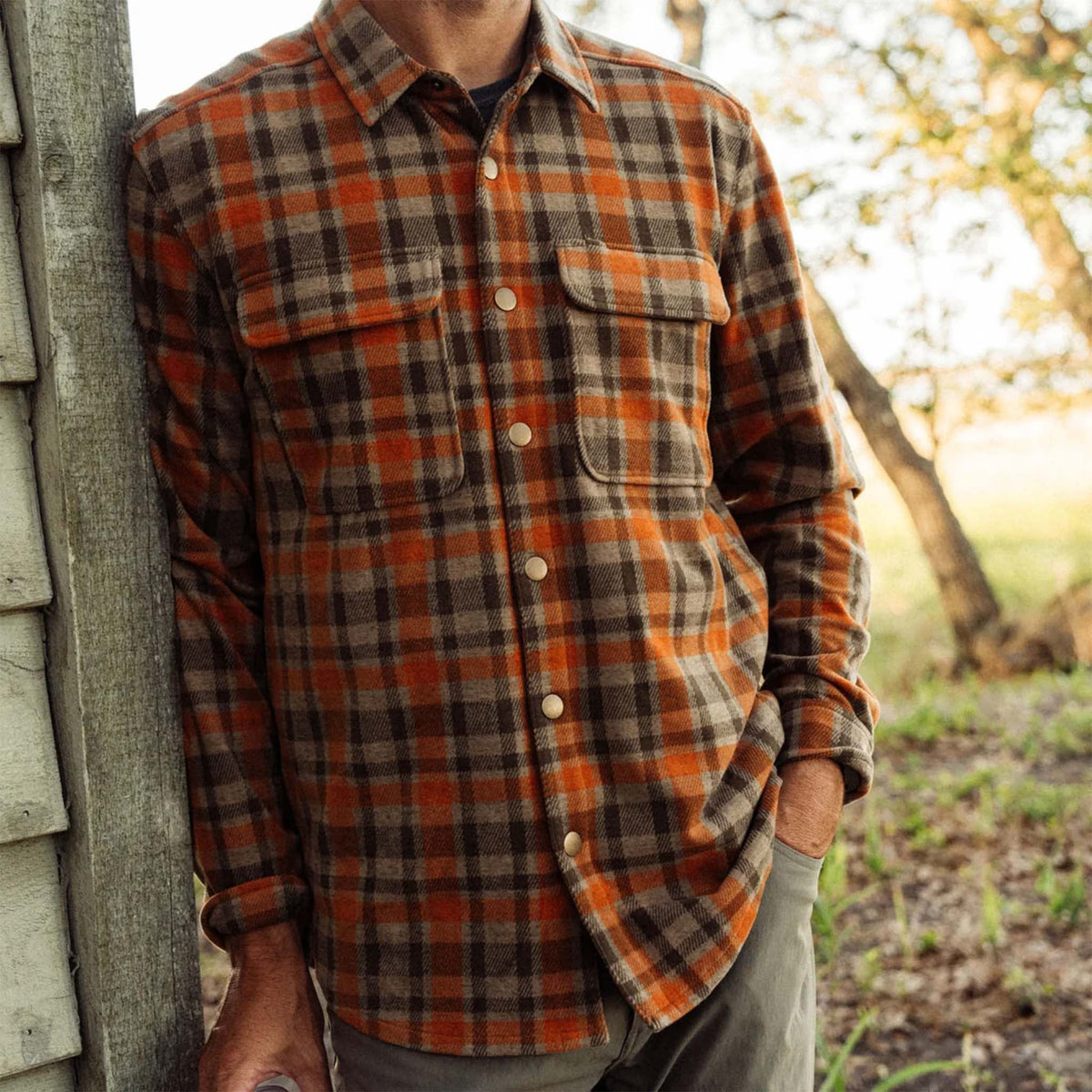 Marsh Wear Men's Seadrift Fleece Button-Down Overshirt in Coriander