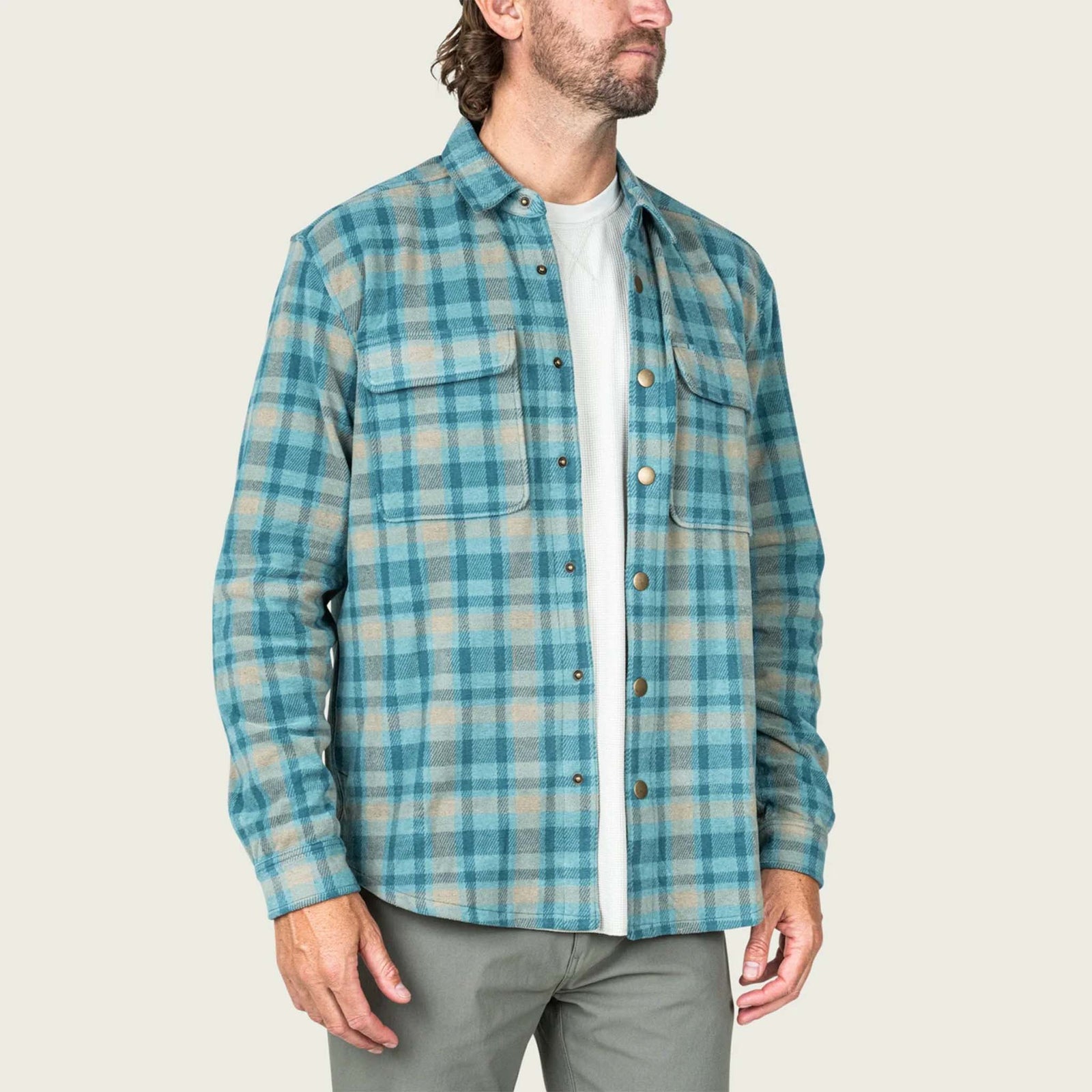 Marsh Wear Men's Seadrift Fleece Button-Down Overshirt in Trellis
