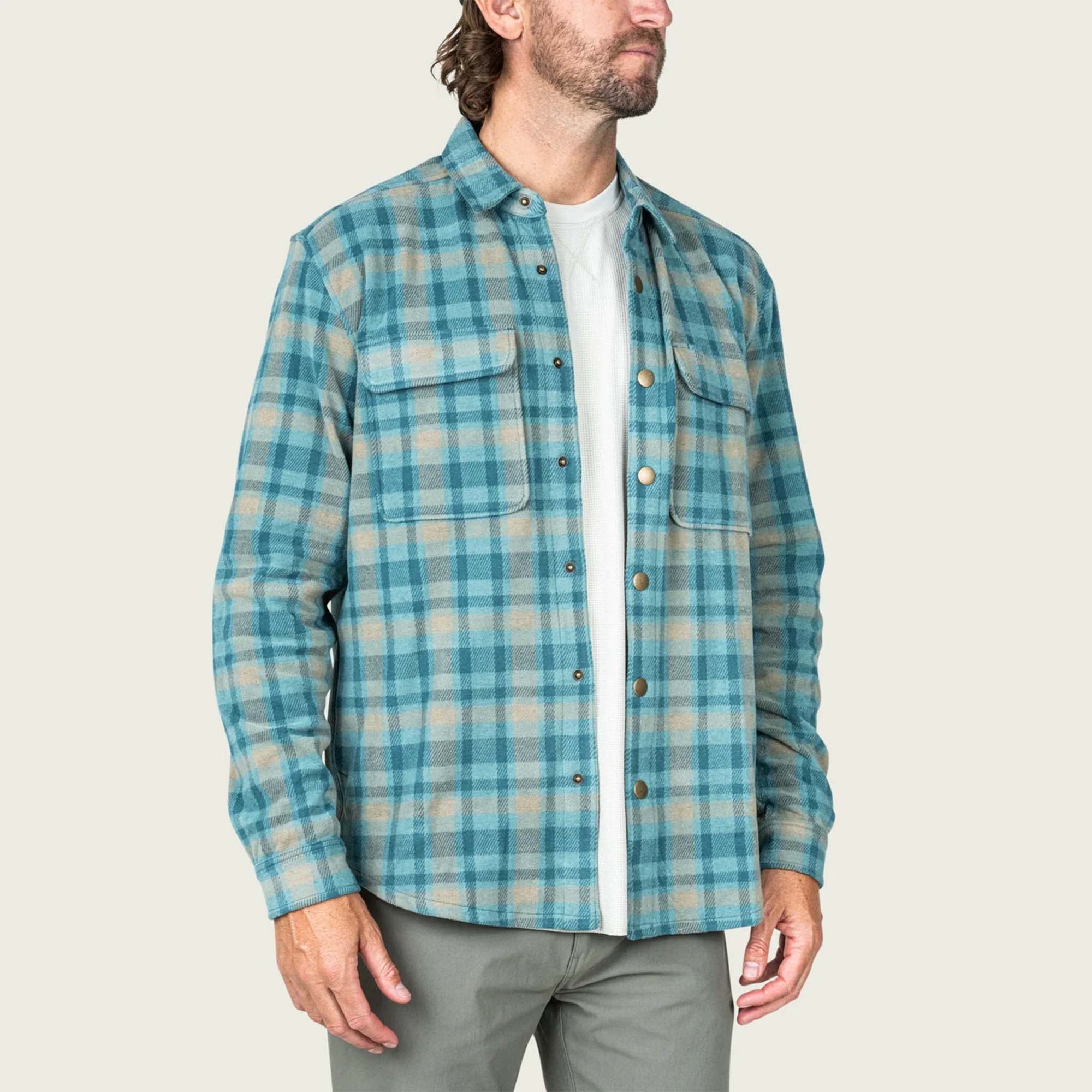 Marsh Wear Men's Seadrift Fleece Button-Down Overshirt in Trellis