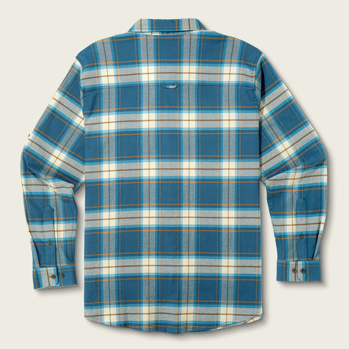 Blue and white plaid shirt on a gray background