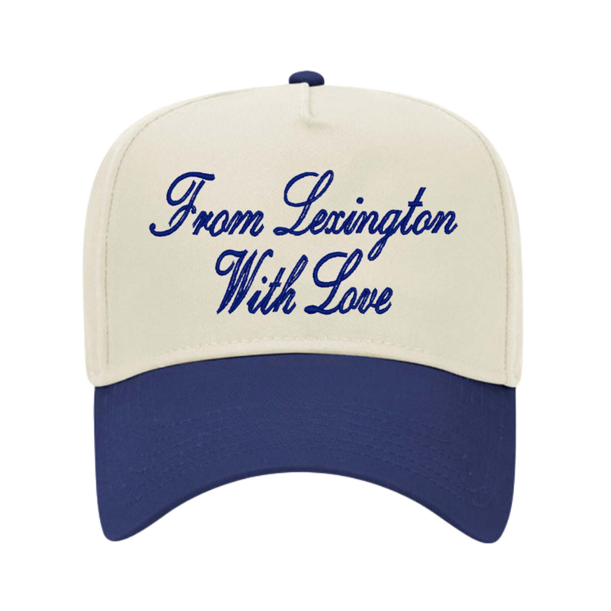 Cap with 'From Lexington With Love' text on a white background