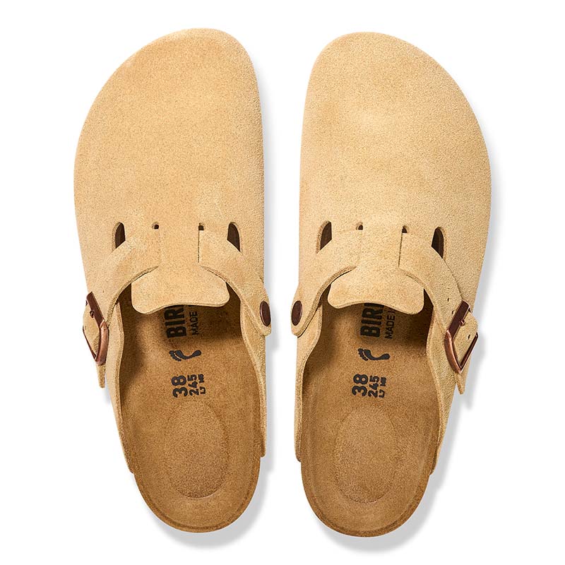 Boston Suede Leather Slip On Shoes in Latte Cream