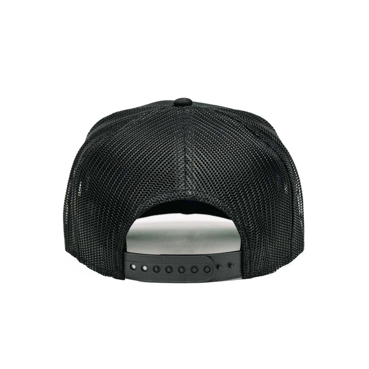 Black mesh cap back view on a white background