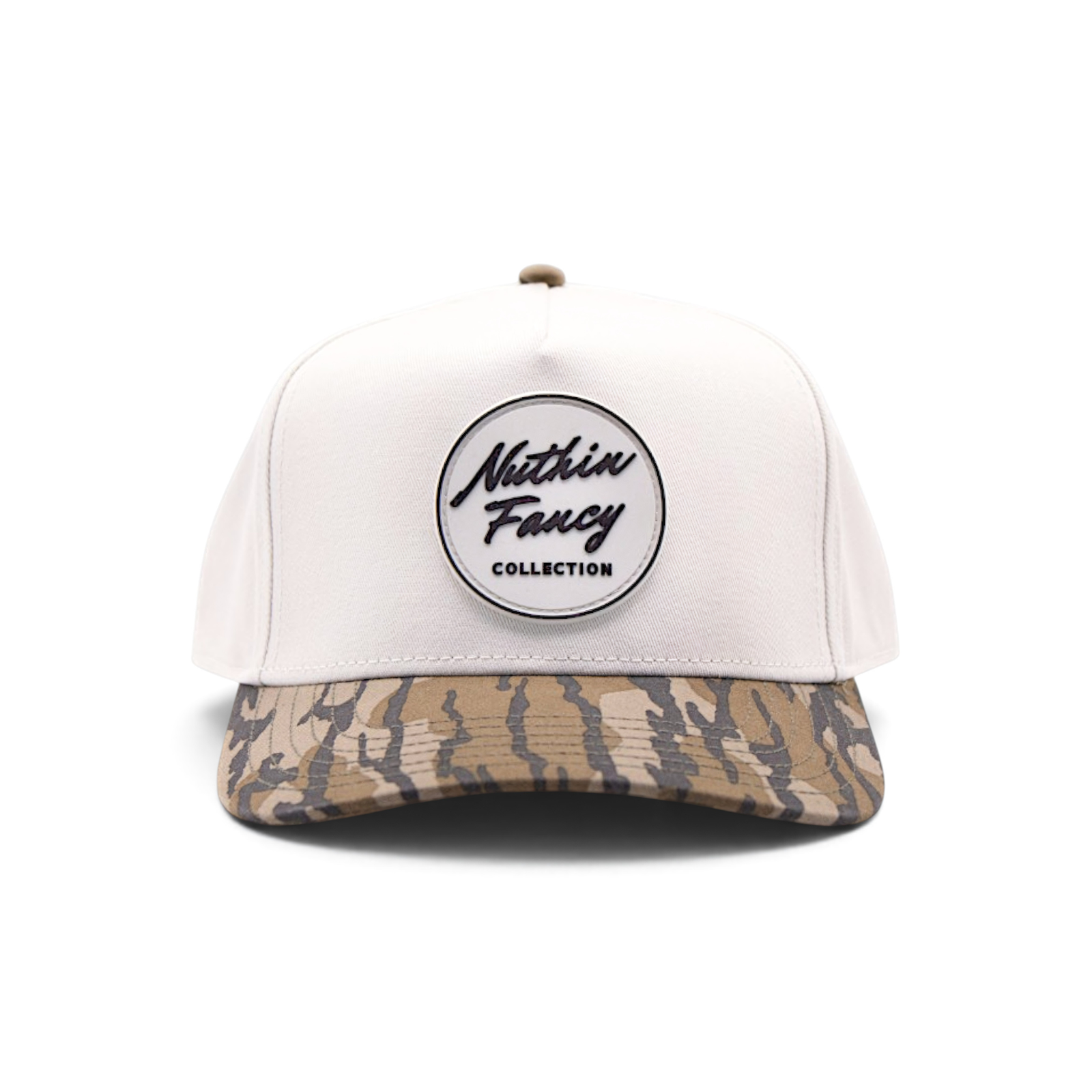 Comus Sticks Trucker Hat in Off White and Bottomland Camo