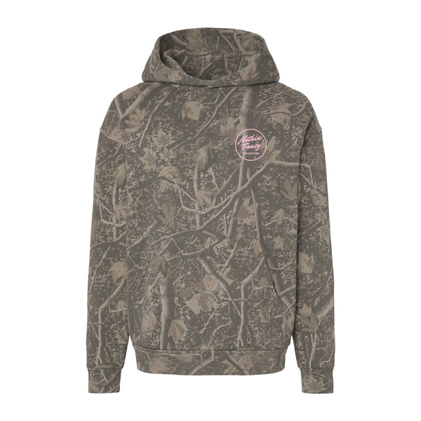 Encamp Jane Hoodie in Deadwood Camo with Pink Script