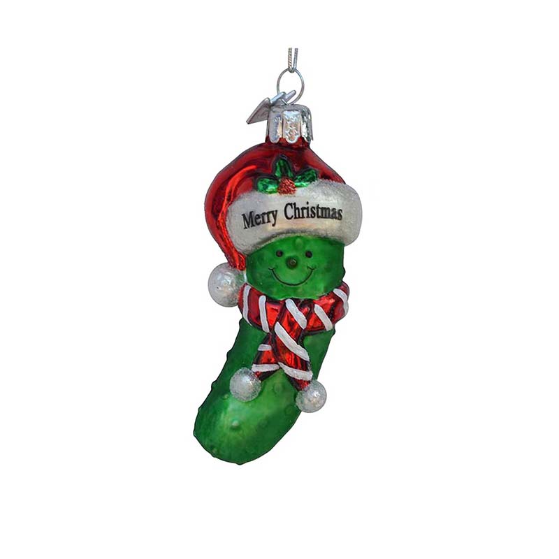 merry christmas pickle glass ornament