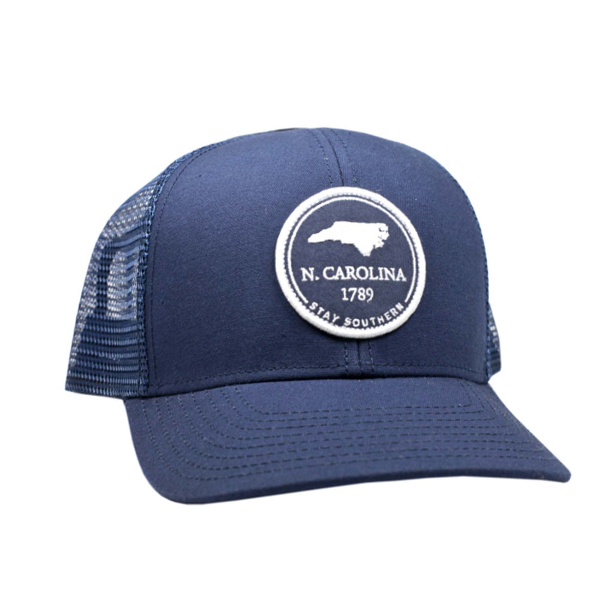 Peach State Pride North Carolina Mesh Back Trucker Hat in Navy