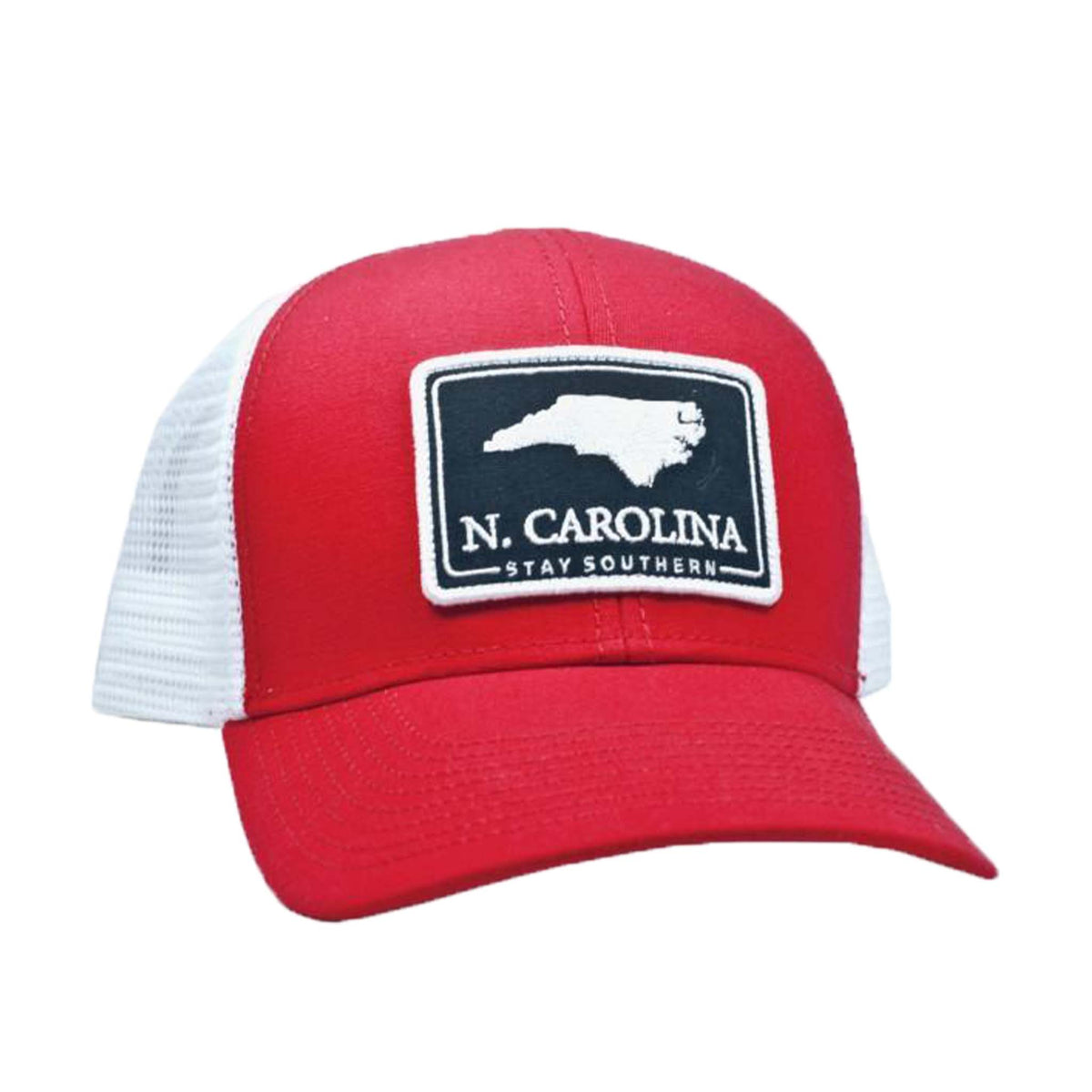 Peach State Pride North Carolina Mesh Back Trucker Hat in Red