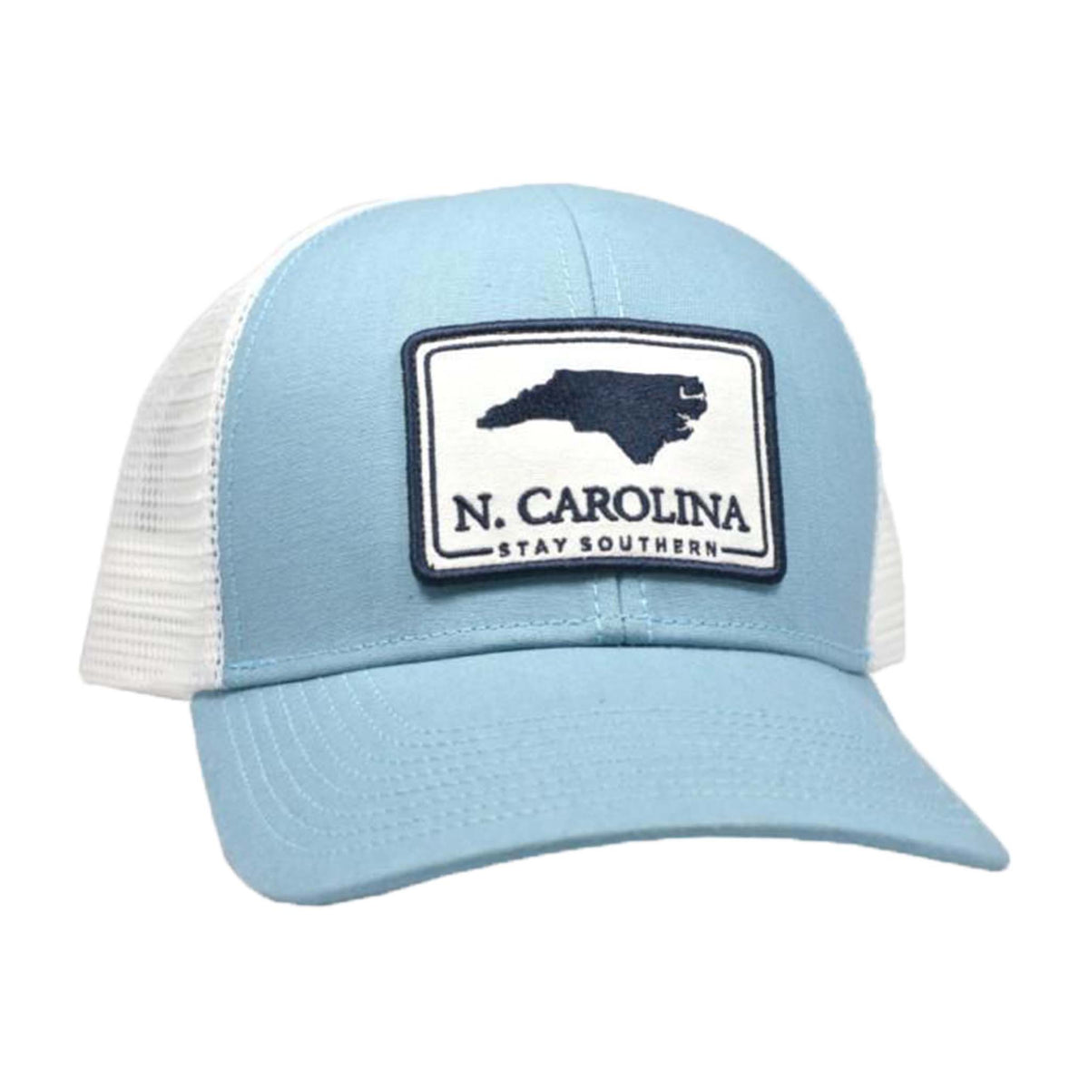 Peach State Pride North Carolina Mesh Back Trucker Hat in Light Blue