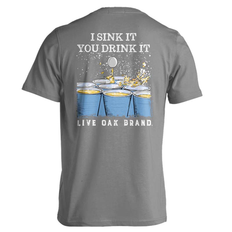 Beer Pong Short Sleeve T-Shirt in Grey and Light Blue
