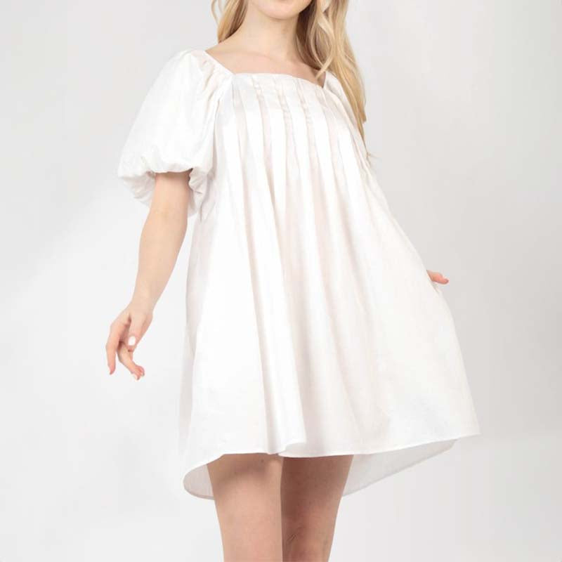 Pleated Front Babydoll Dress