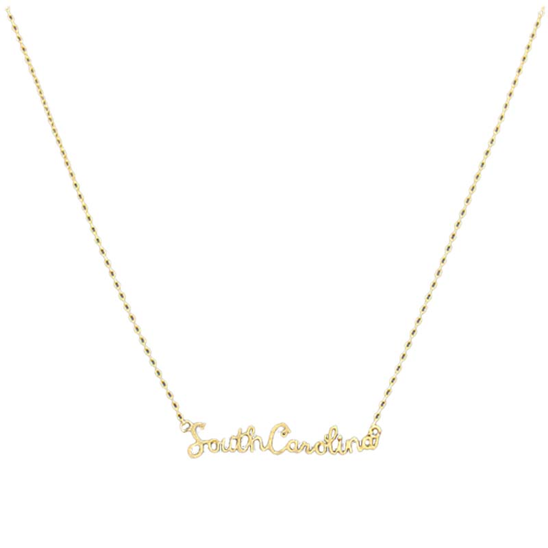 South Carolina Gold State Name Necklace