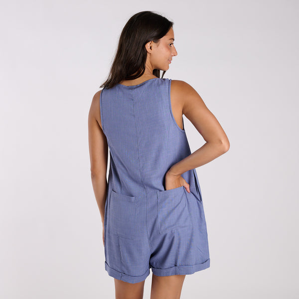 Button Front Linen Blend Romper