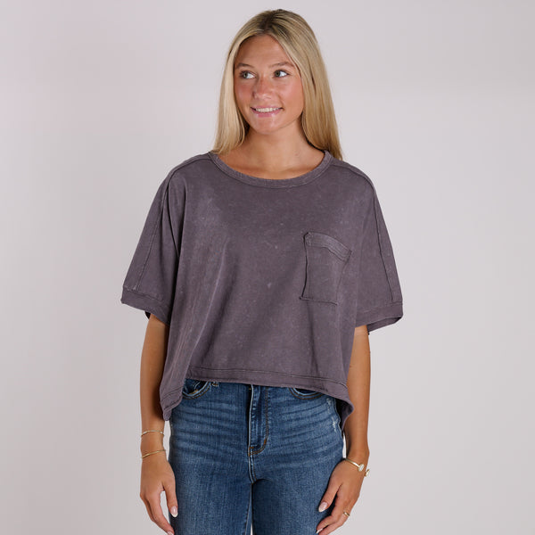 Oversized Boxy Pocket Cropped Shirt