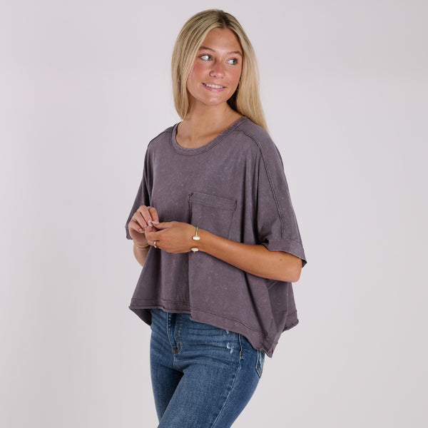 Oversized Boxy Pocket Cropped Shirt