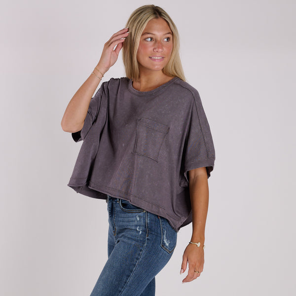 Oversized Boxy Pocket Cropped Shirt
