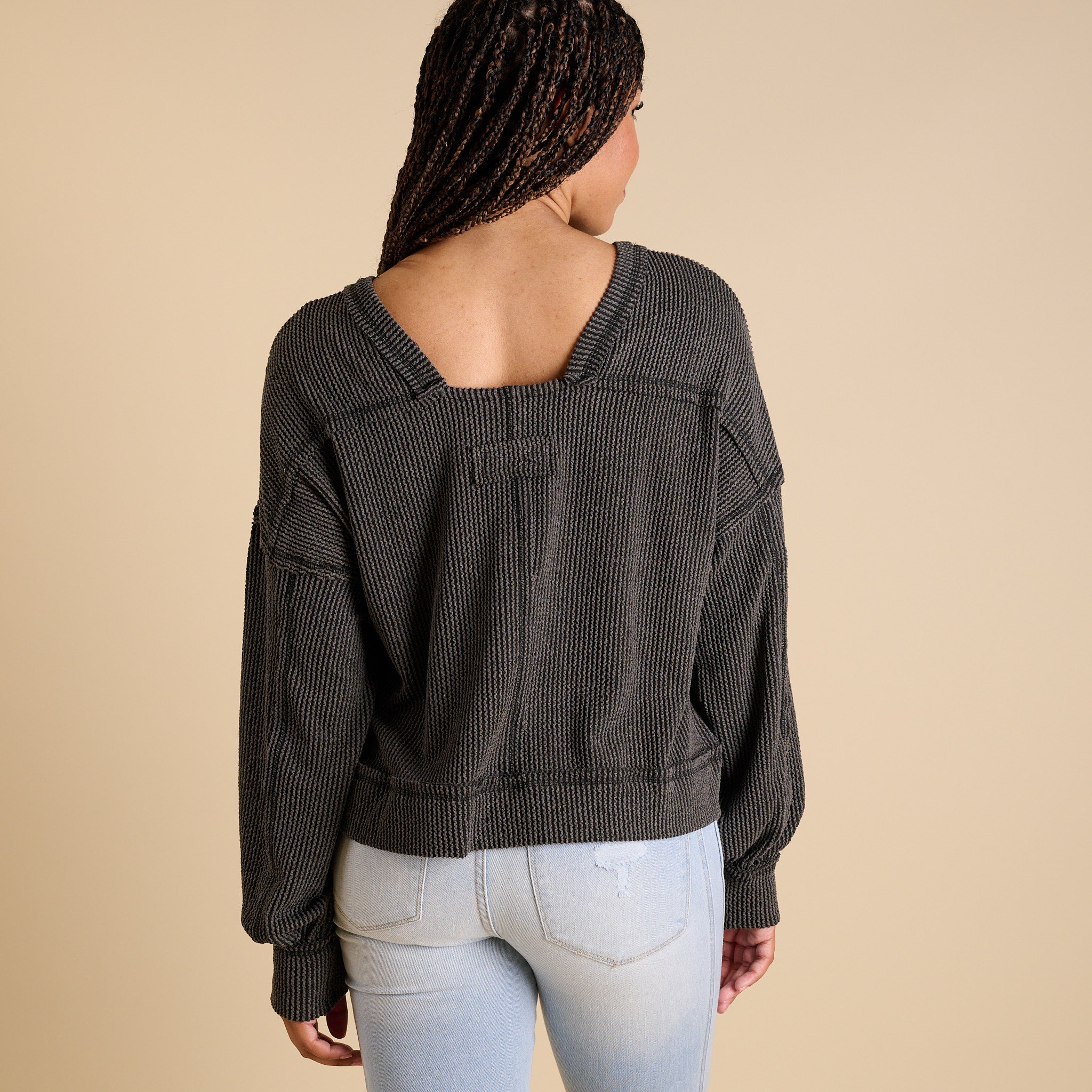 Women's Square Back Long Sleeve Top