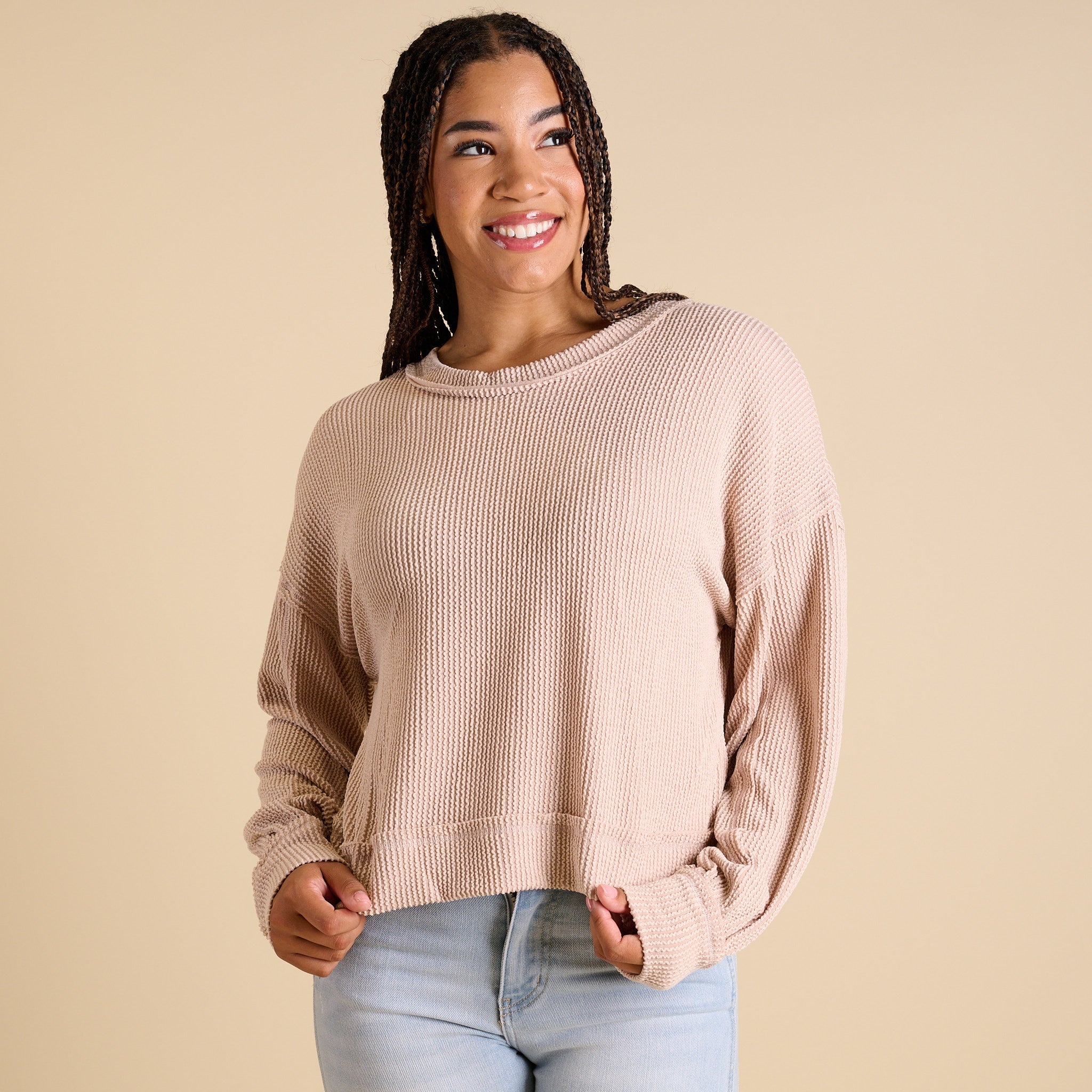 Women's Square Back Long Sleeve Top