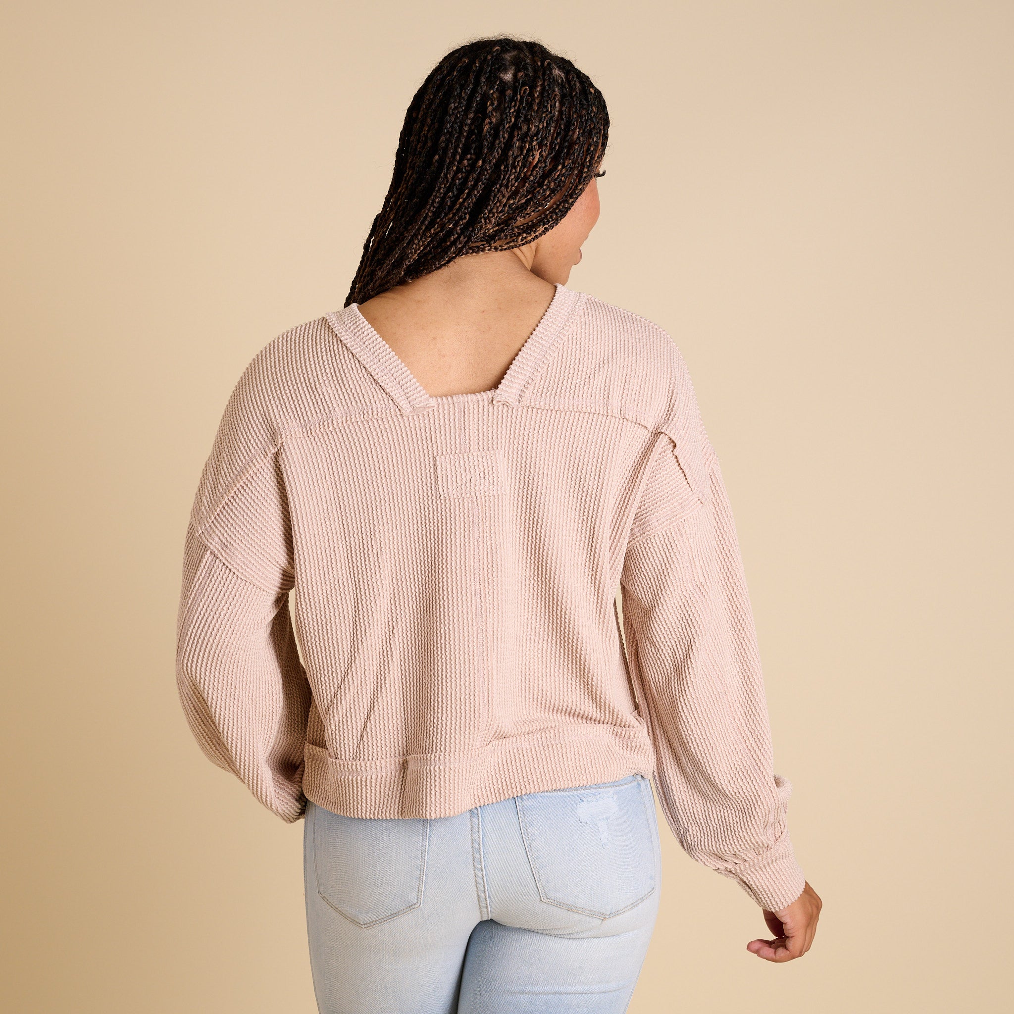 Women's Square Back Long Sleeve Top