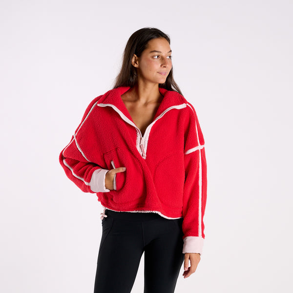FP Movement Mountain High Half Zip Pullover in Candy Apple