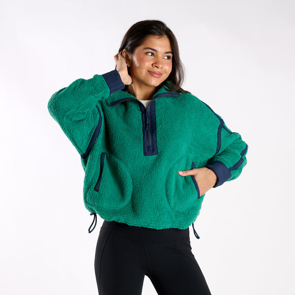 FP Movement Mountain High Half Zip Pullover in Green Glow