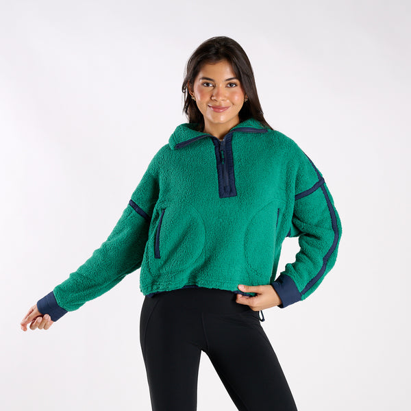 FP Movement Mountain High Half Zip Pullover in Green Glow