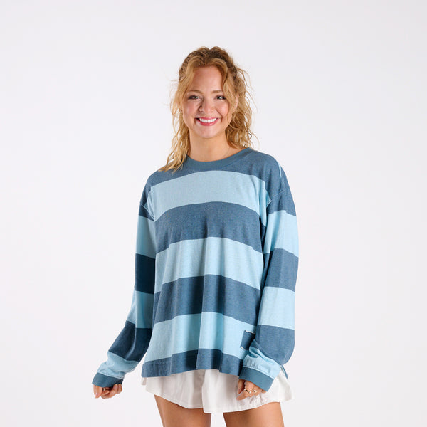 FP Movement Striped Long Sleeve Hustle Layer Tee in Frosty