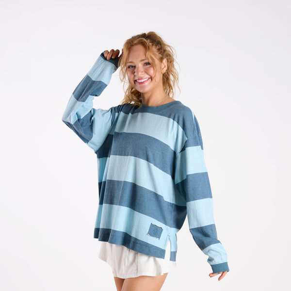FP Movement Striped Long Sleeve Hustle Layer Tee in Frosty