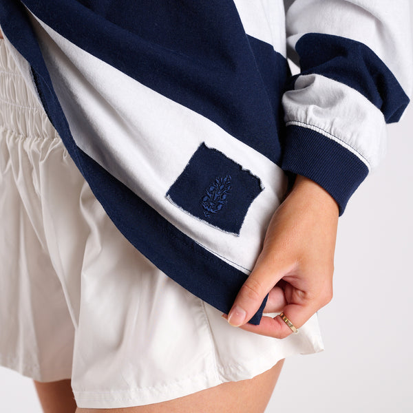 FP Movement Striped Long Sleeve Hustle Layer Tee in Navy and White